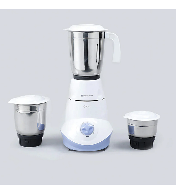 Capri Mixer Grinder 550W With 3 Stainless Steel Jars (White & Blue)